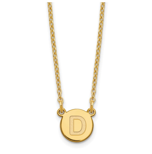 Sterling Silver Gold plated Tiny Circle Block Letter D Initial Necklace
