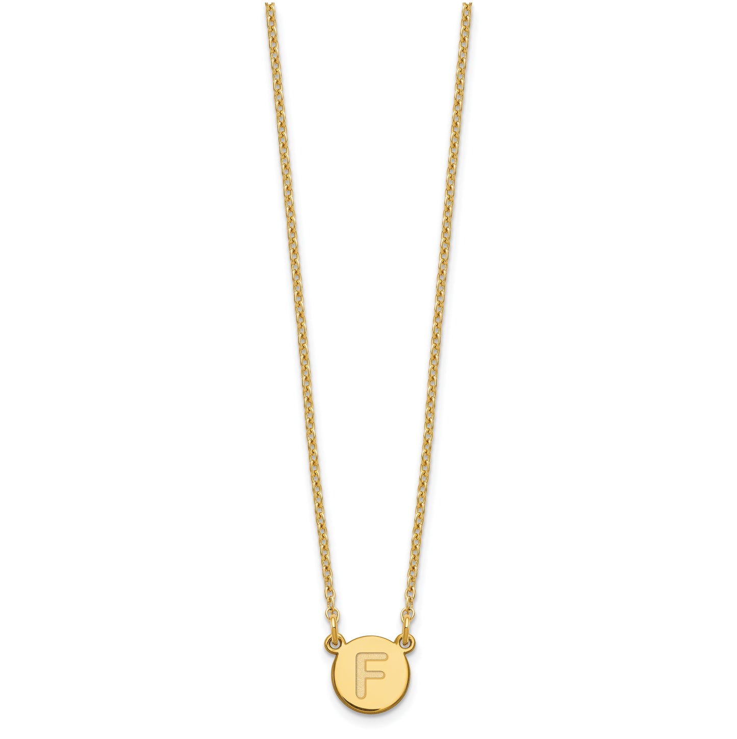 Sterling Silver Gold plated Tiny Circle Block Letter F Initial Necklace
