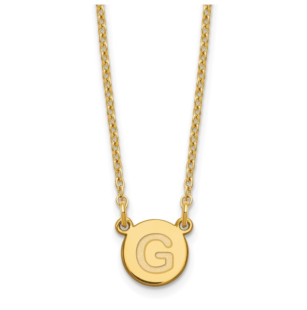 Sterling Silver Gold plated Tiny Circle Block Letter G Initial Necklace