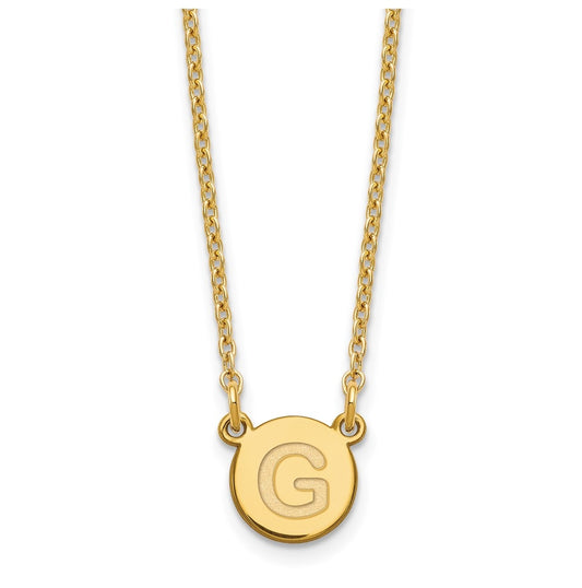 Sterling Silver Gold plated Tiny Circle Block Letter G Initial Necklace