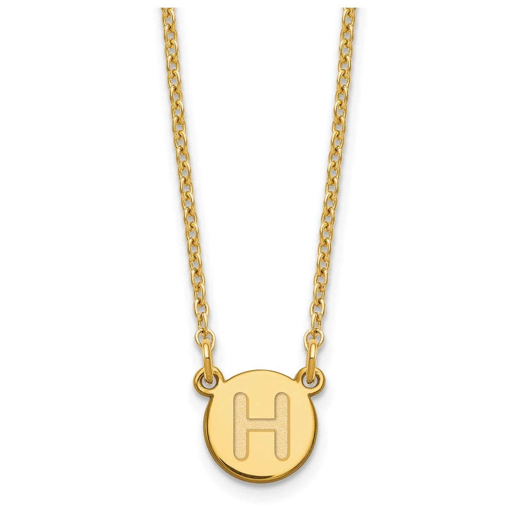 Sterling Silver Gold plated Tiny Circle Block Letter H Initial Necklace