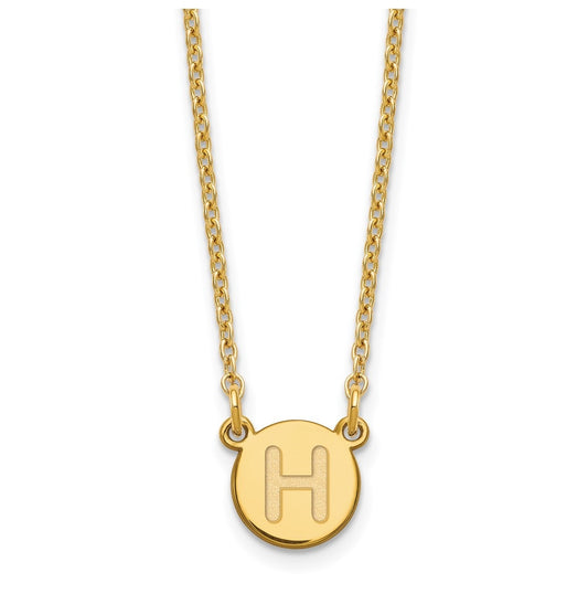 Sterling Silver Gold plated Tiny Circle Block Letter H Initial Necklace
