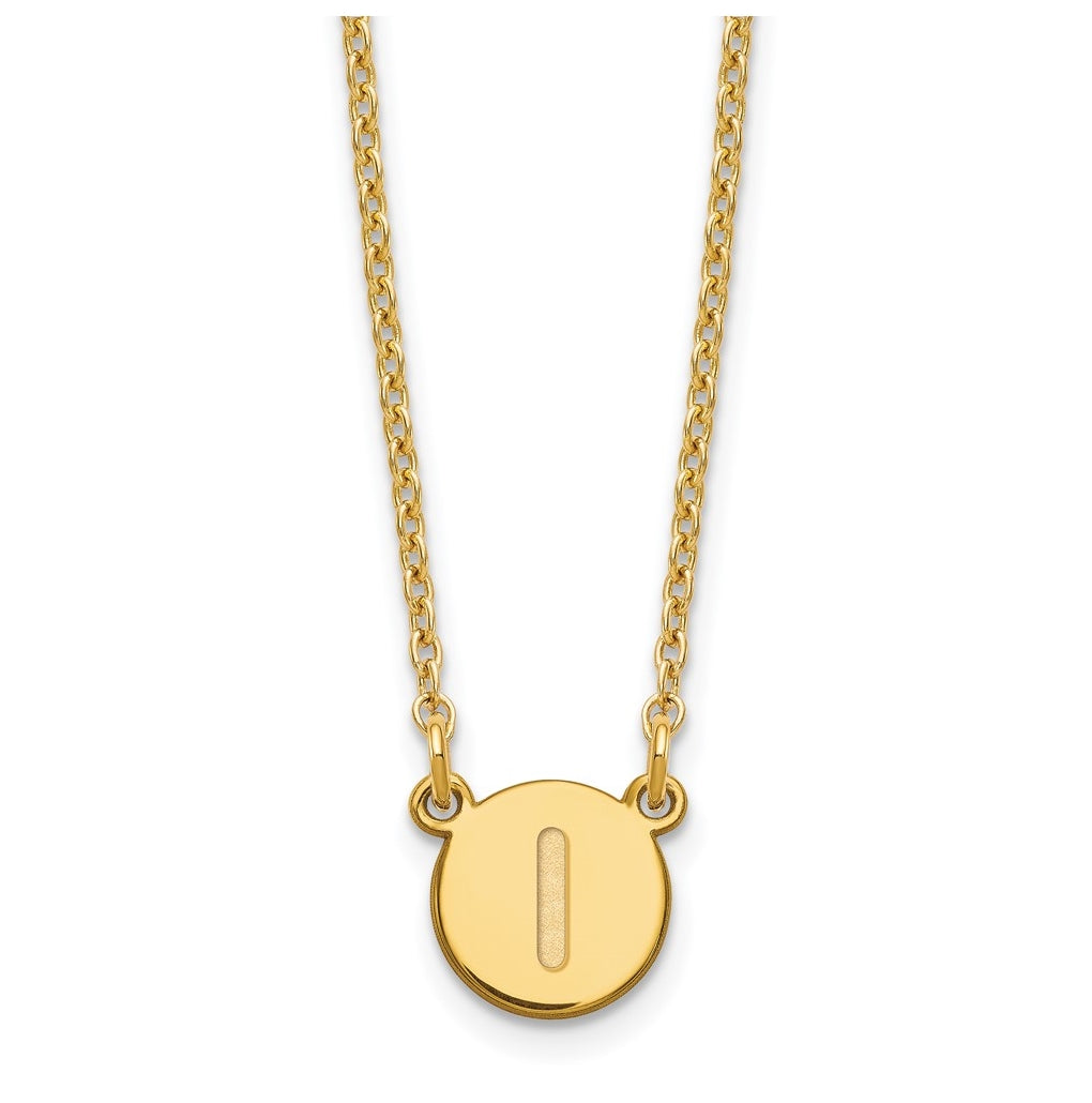 Sterling Silver Gold plated Tiny Circle Block Letter I Initial Necklace
