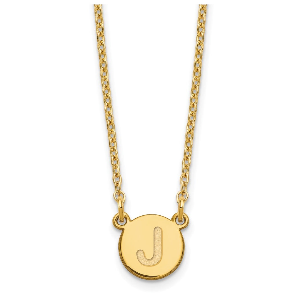 Sterling Silver Gold plated Tiny Circle Block Letter J Initial Necklace