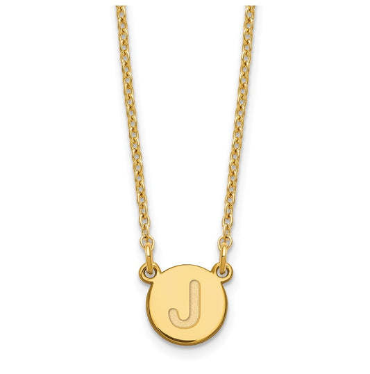Sterling Silver Gold plated Tiny Circle Block Letter J Initial Necklace