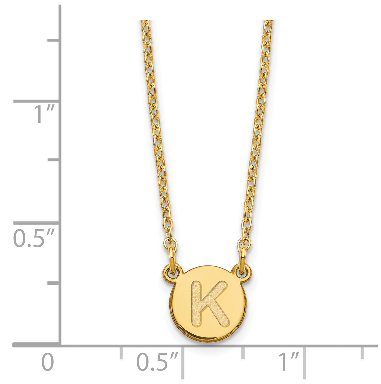 Sterling Silver Gold plated Tiny Circle Block Letter K Initial Necklace