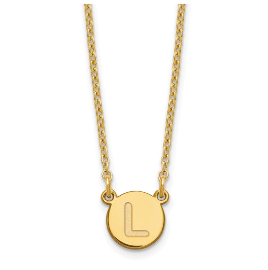 Sterling Silver Gold plated Tiny Circle Block Letter L Initial Necklace