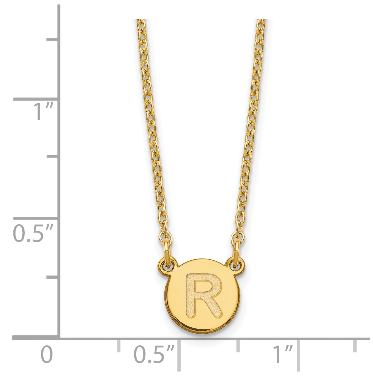 Sterling Silver Gold plated Tiny Circle Block Letter R Initial Necklace
