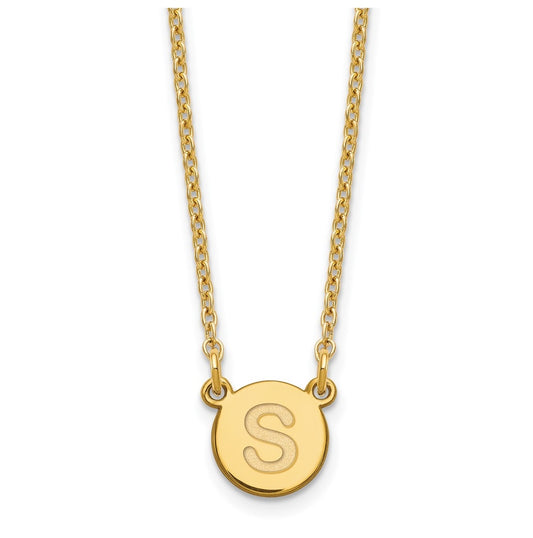 Sterling Silver Gold plated Tiny Circle Block Letter S Initial Necklace