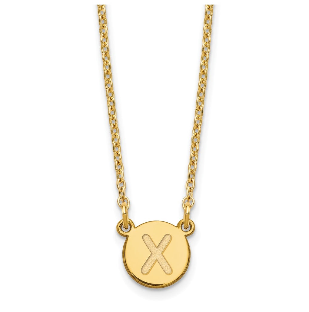 Sterling Silver Gold plated Tiny Circle Block Letter X Initial Necklace