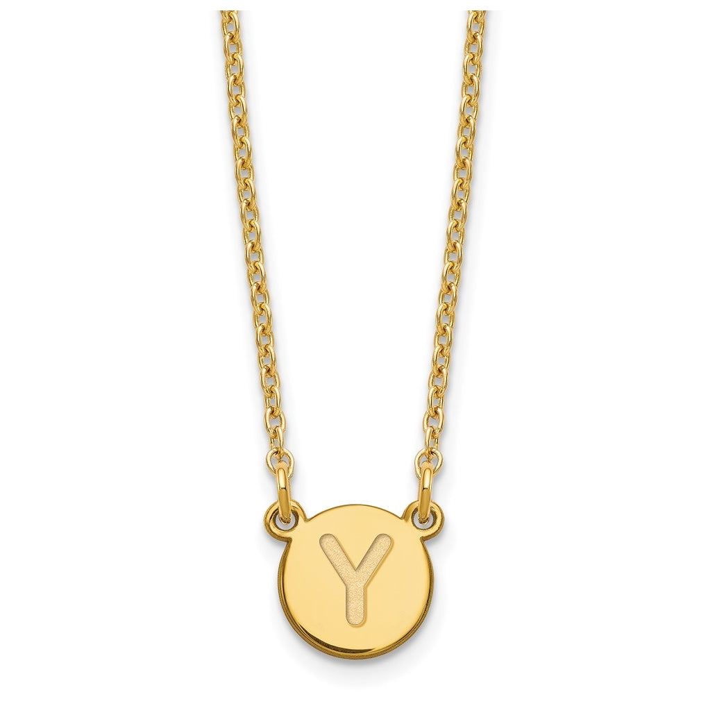 Sterling Silver Gold plated Tiny Circle Block Letter Y Initial Necklace