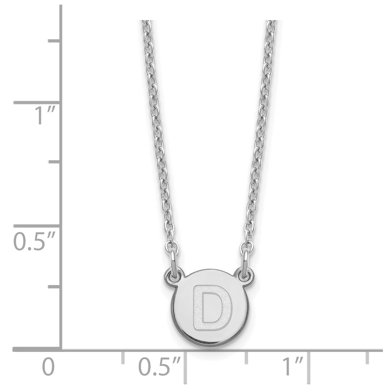 Sterling Silver Rhodium plated Tiny Circle Block Letter D Initial Necklace