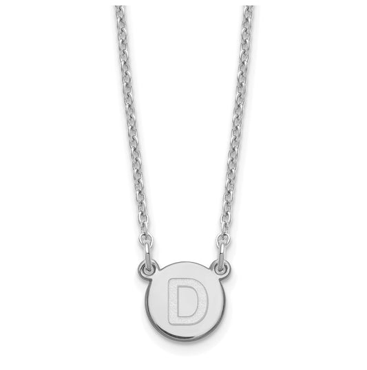 Sterling Silver Rhodium plated Tiny Circle Block Letter D Initial Necklace