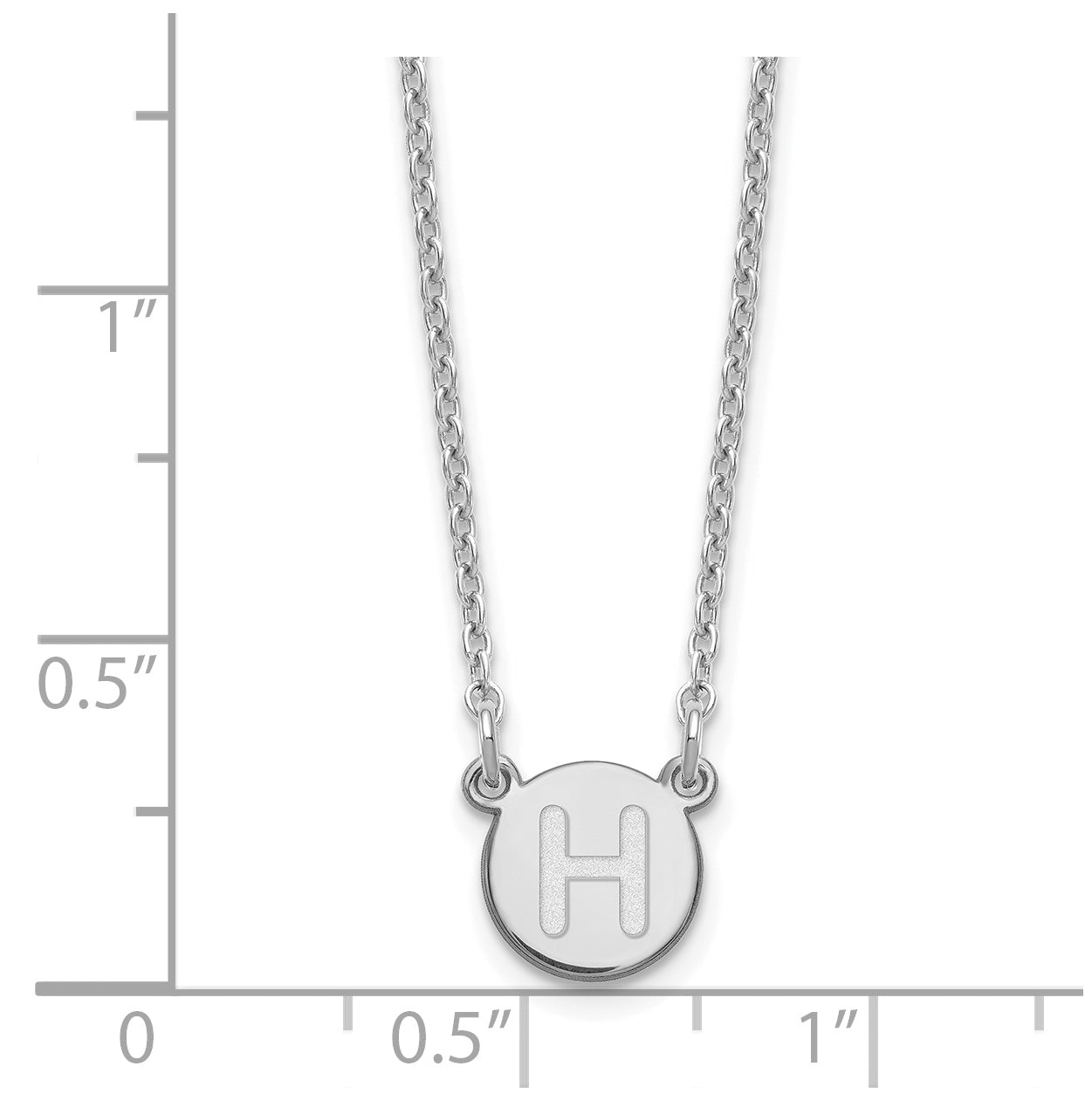Sterling Silver Rhodium plated Tiny Circle Block Letter H Initial Necklace