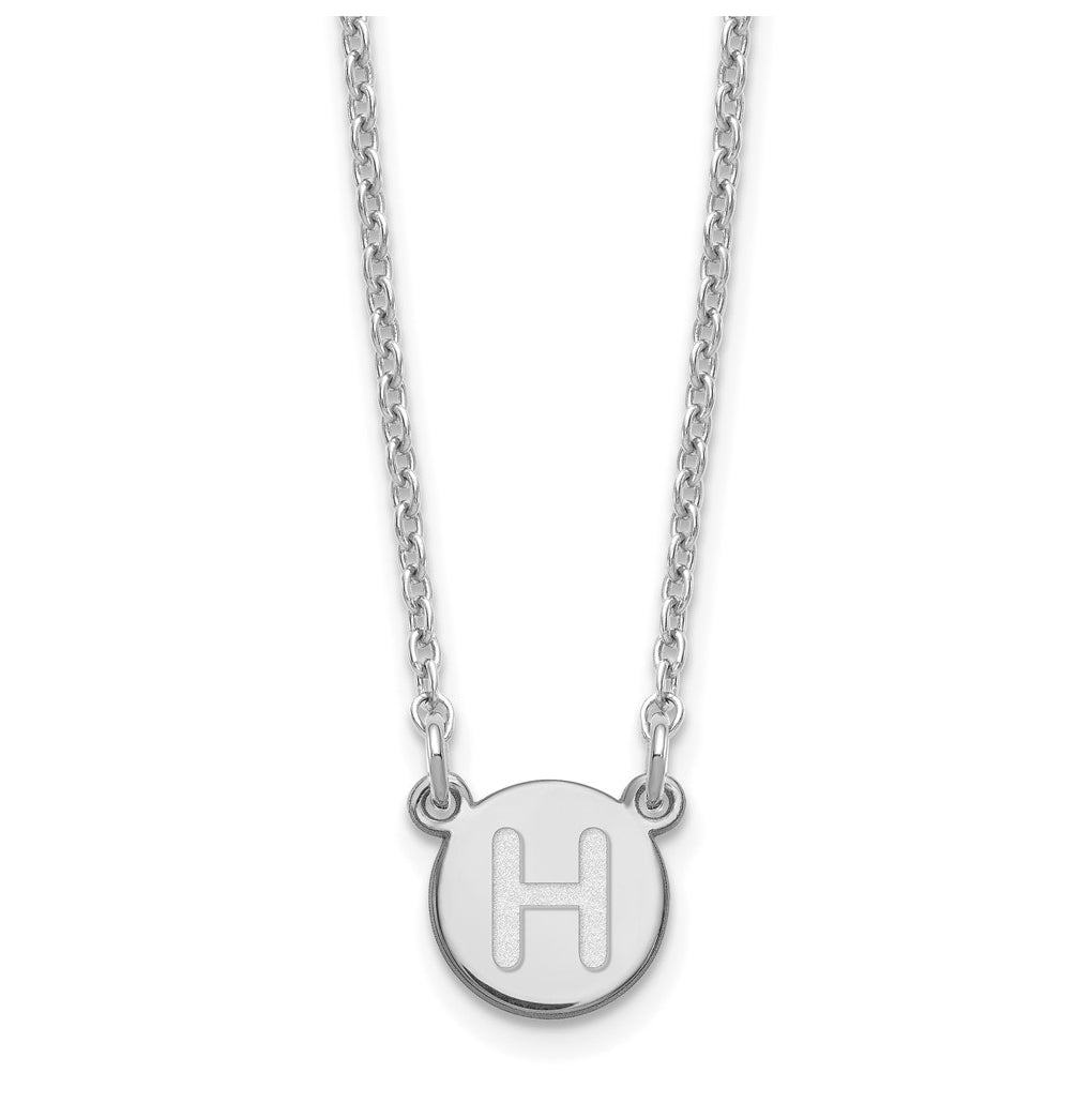 Sterling Silver Rhodium plated Tiny Circle Block Letter H Initial Necklace