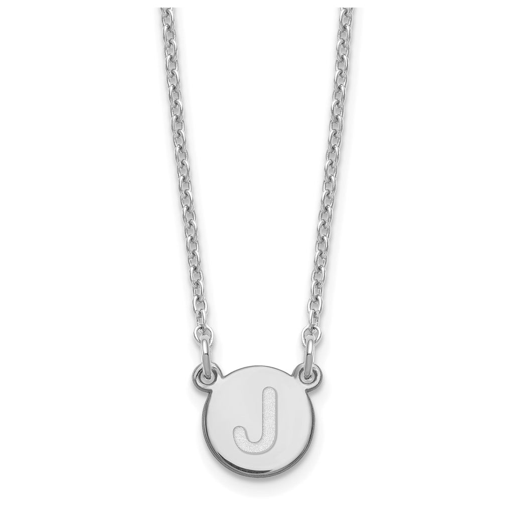 Sterling Silver Rhodium plated Tiny Circle Block Letter J Initial Necklace