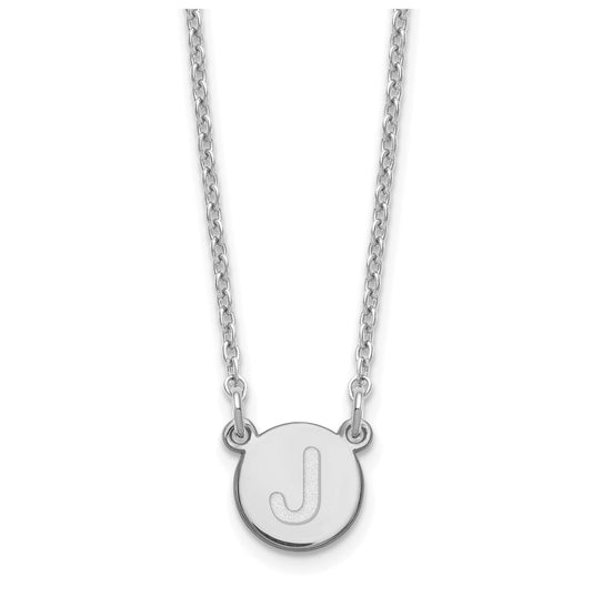 Sterling Silver Rhodium plated Tiny Circle Block Letter J Initial Necklace