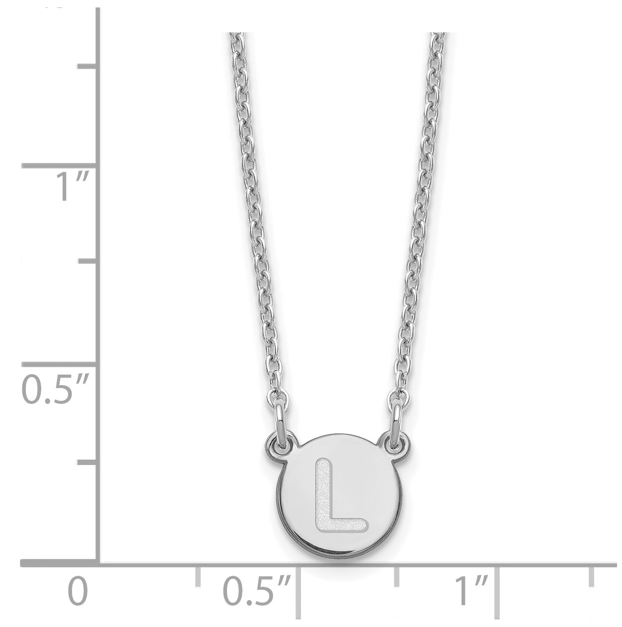 Sterling Silver Rhodium plated Tiny Circle Block Letter L Initial Necklace