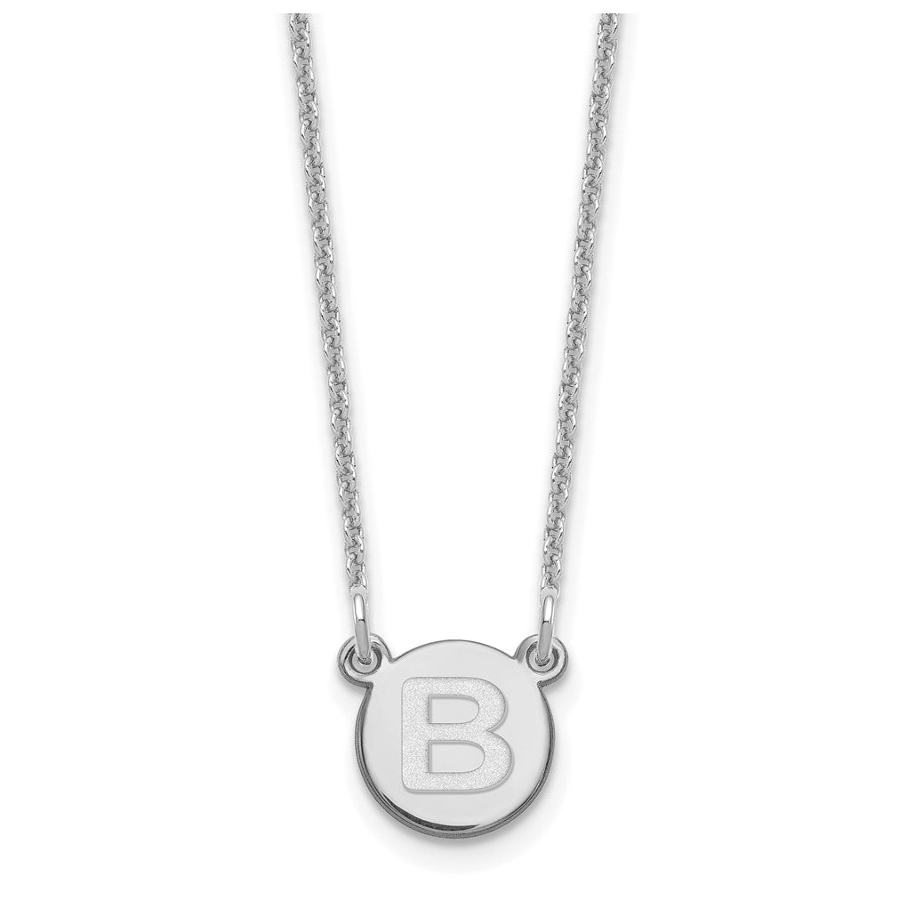 14K White Gold Tiny Circle Block Letter B Initial Necklace