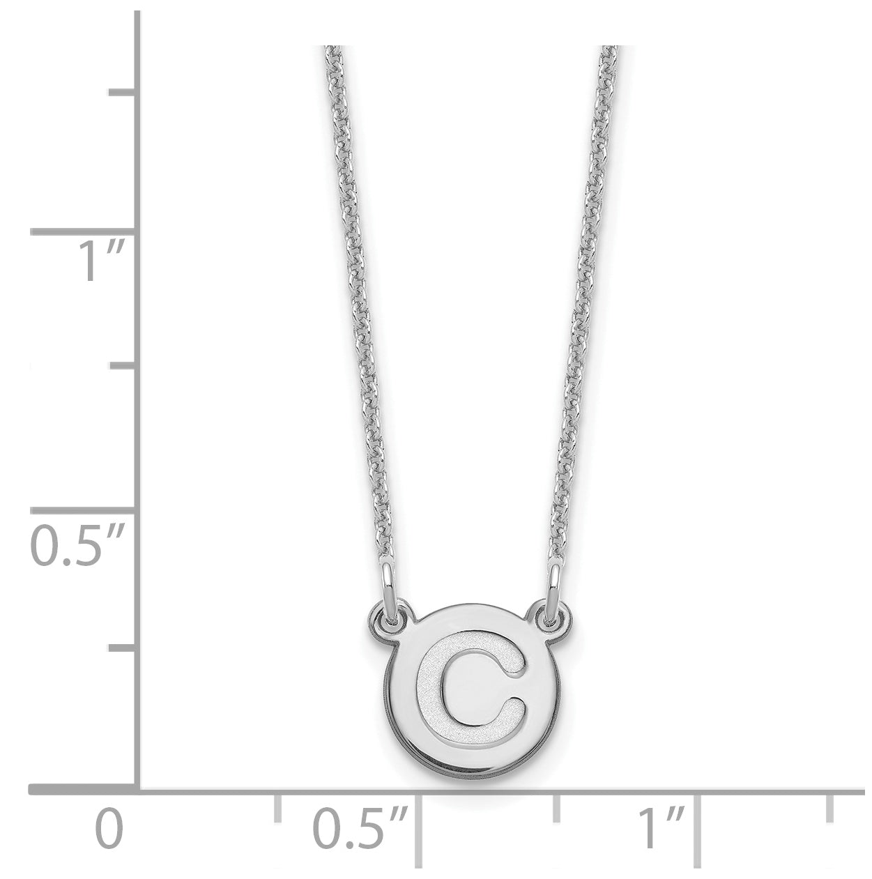 14K White Gold Tiny Circle Block Letter C Initial Necklace