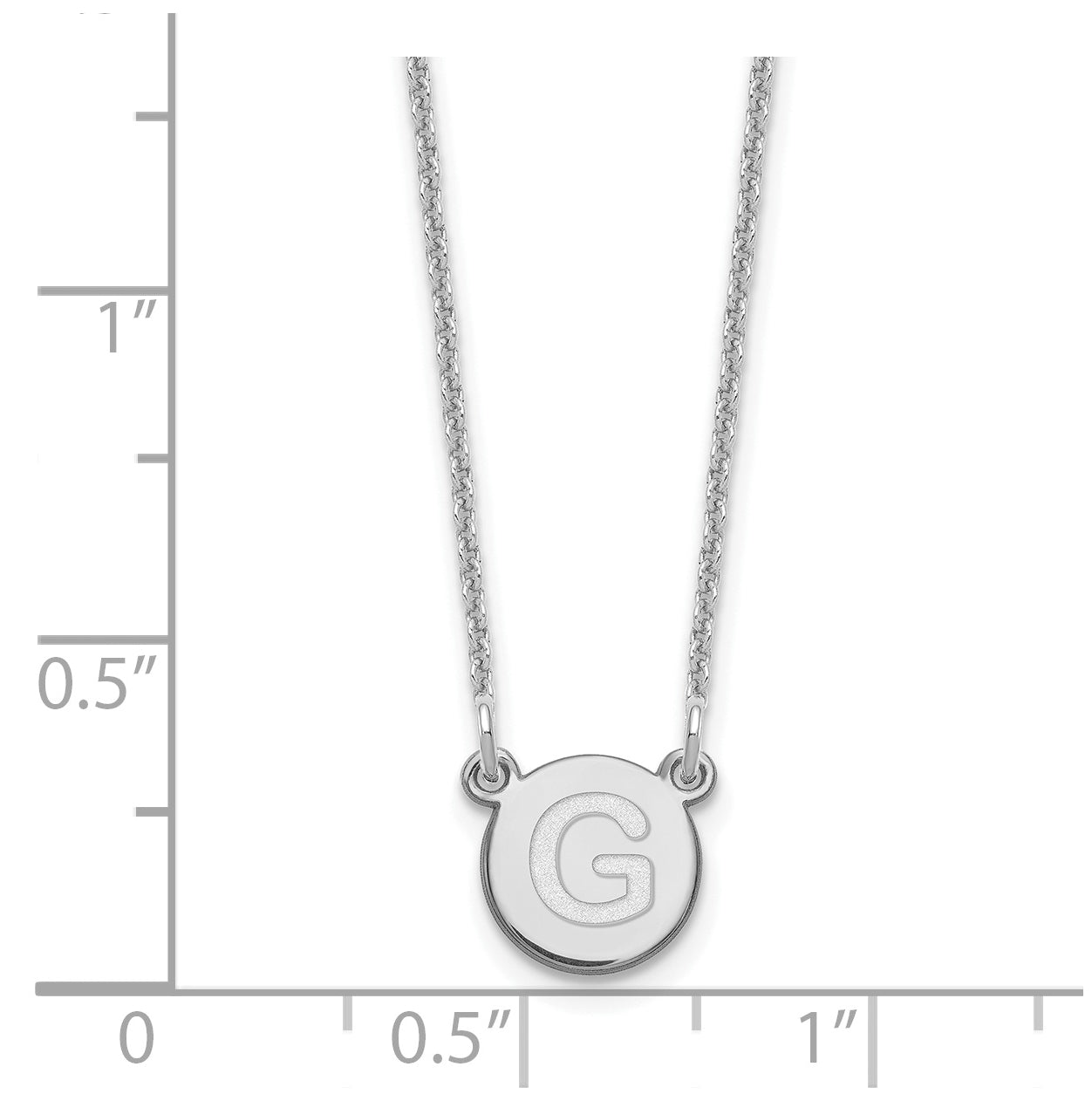 14K White Gold Tiny Circle Block Letter G Initial Necklace