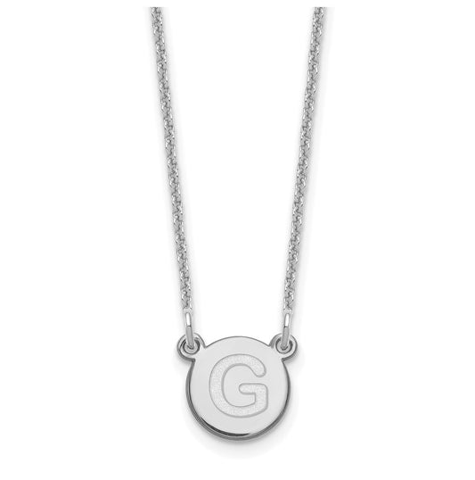 14K White Gold Tiny Circle Block Letter G Initial Necklace