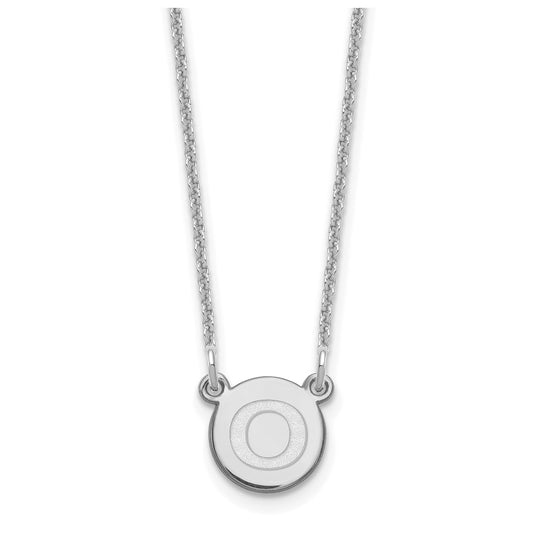 14K White Gold Tiny Circle Block Letter O Initial Necklace