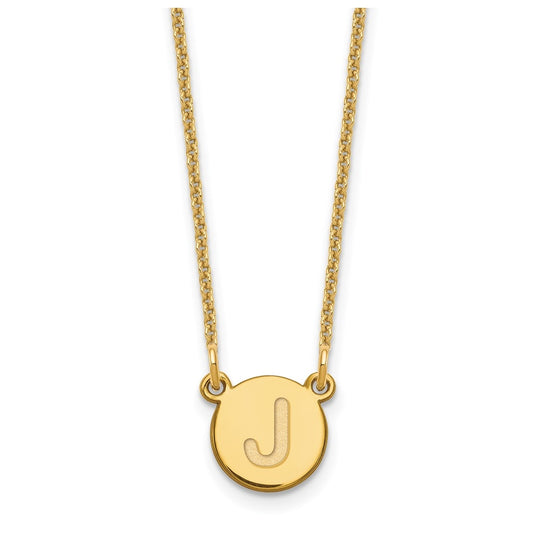 14K Yellow Gold Tiny Circle Block Letter J Initial Necklace