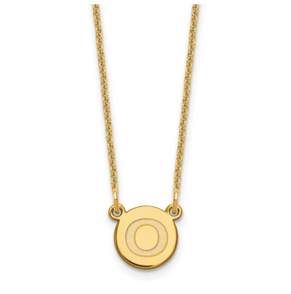 14K Yellow Gold Tiny Circle Block Letter O Initial Necklace
