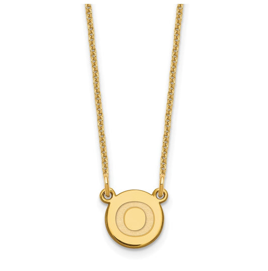 14K Yellow Gold Tiny Circle Block Letter O Initial Necklace