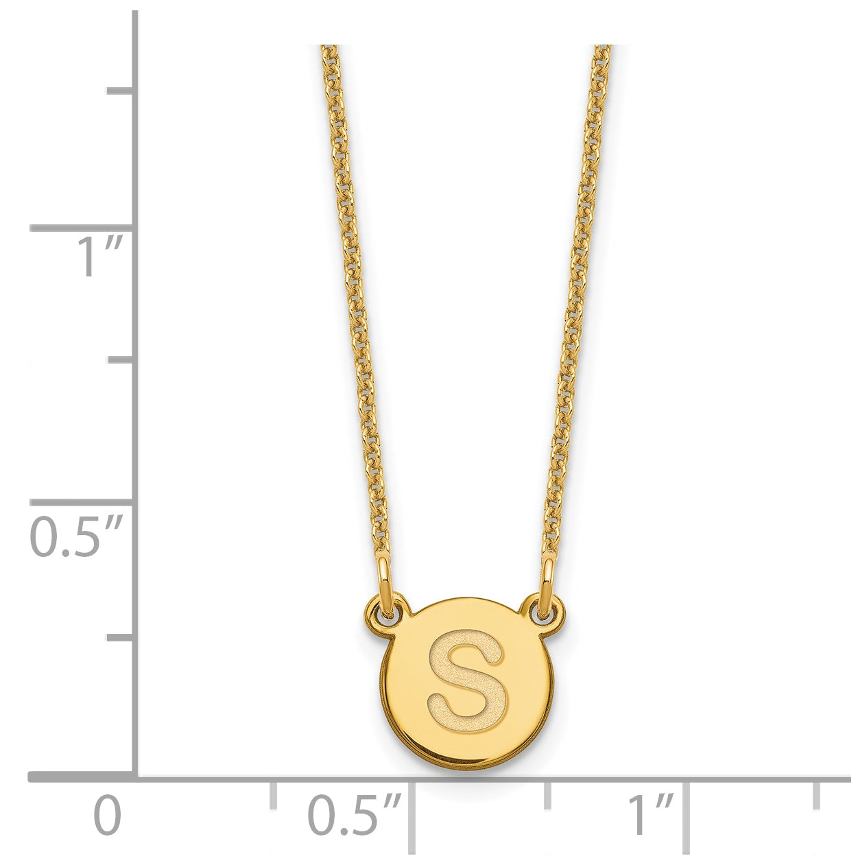 14K Yellow Gold Tiny Circle Block Letter S Initial Necklace