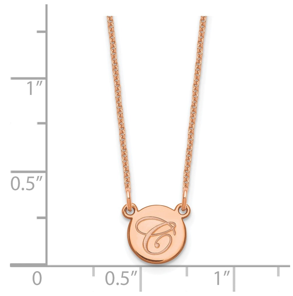 14K Yellow Or White Or Rose Gold  Small Circle with Script Initial Necklace – Elegant Jewelry Gift for Birthday, Anniversary, Engagement, Wedding