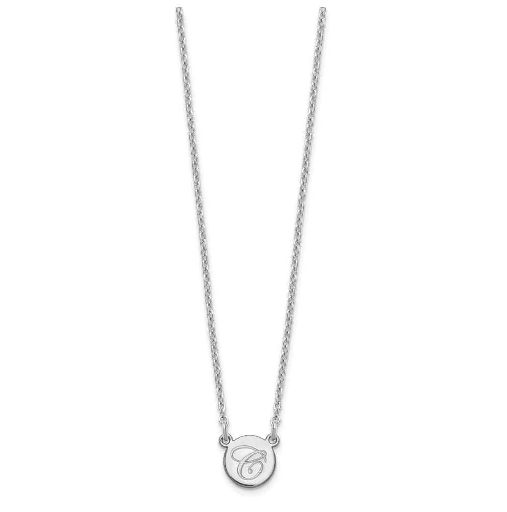 10k Yellow Or White Gold Small Circle with Script Initial Necklace – Elegant Jewelry Gift for Birthday, Anniversary, Engagement, Wedding