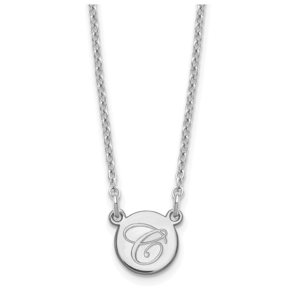 10k Yellow Or White Gold Small Circle with Script Initial Necklace – Elegant Jewelry Gift for Birthday, Anniversary, Engagement, Wedding