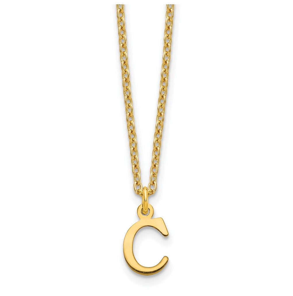 Sterling Silver Gold plated Cutout Letter C Initial Necklace