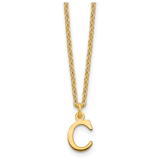 Sterling Silver Gold plated Cutout Letter C Initial Necklace