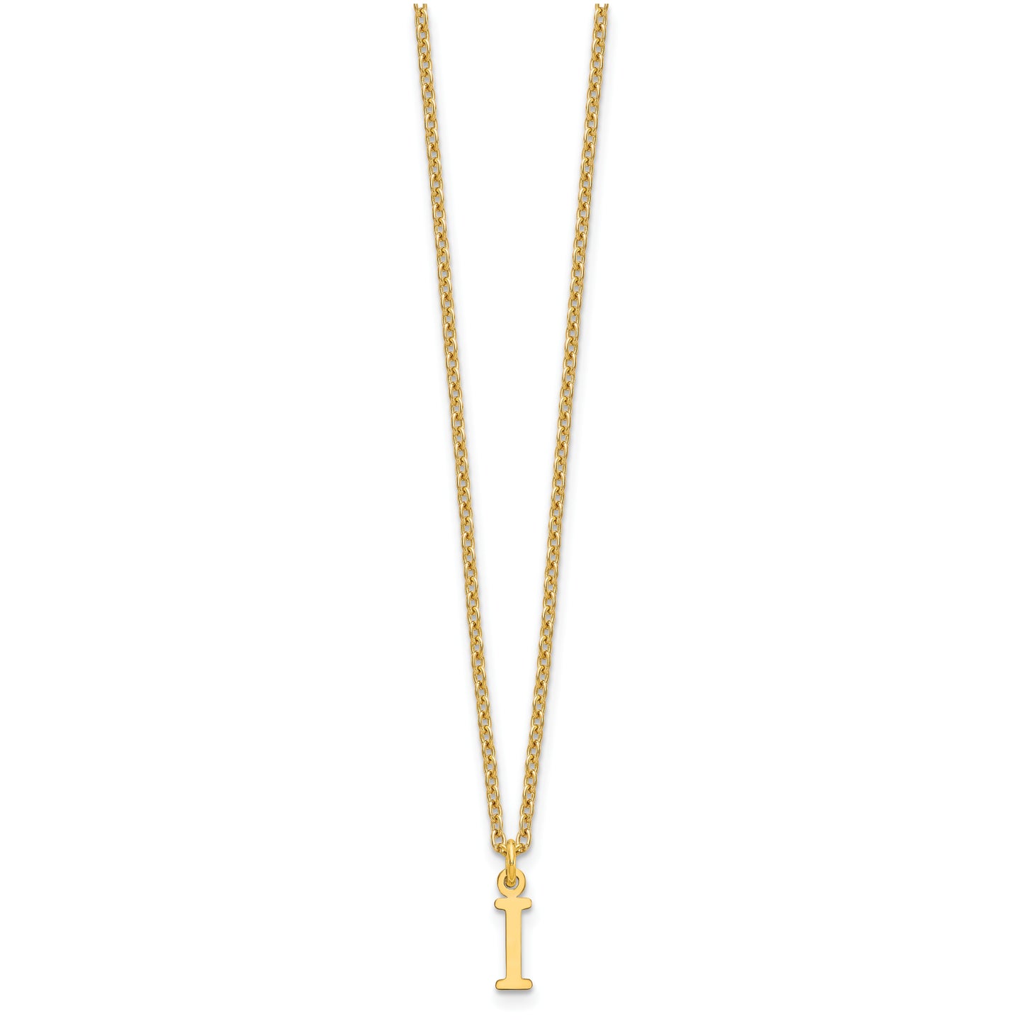 Sterling Silver Gold plated Cutout Letter I Initial Necklace