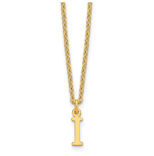 Sterling Silver Gold plated Cutout Letter I Initial Necklace