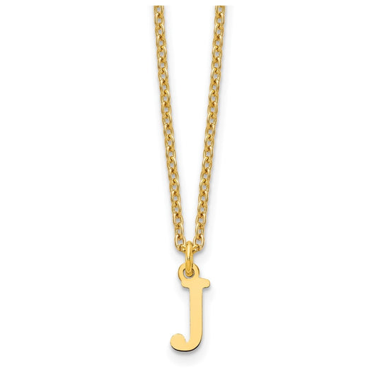 Sterling Silver Gold plated Cutout Letter J Initial Necklace