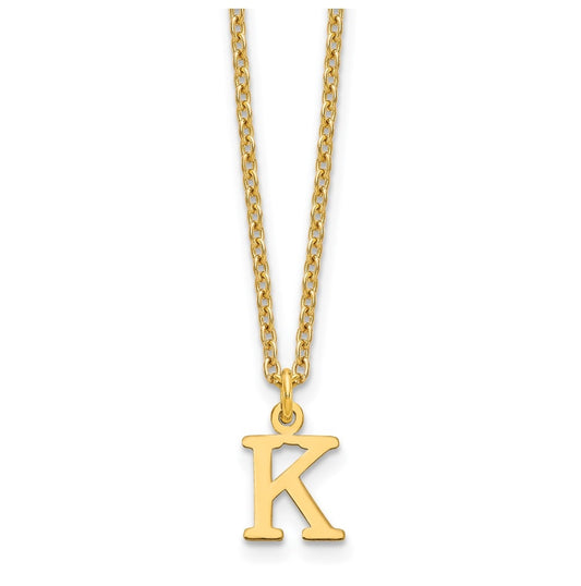 Sterling Silver Gold plated Cutout Letter K Initial Necklace