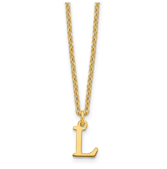 Sterling Silver Gold plated Cutout Letter L Initial Necklace