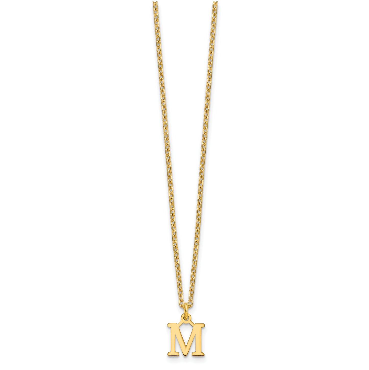 Sterling Silver Gold plated Cutout Letter M Initial Necklace