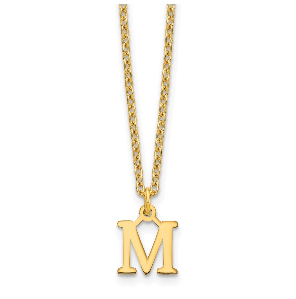 Sterling Silver Gold plated Cutout Letter M Initial Necklace