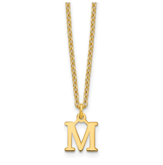 Sterling Silver Gold plated Cutout Letter M Initial Necklace