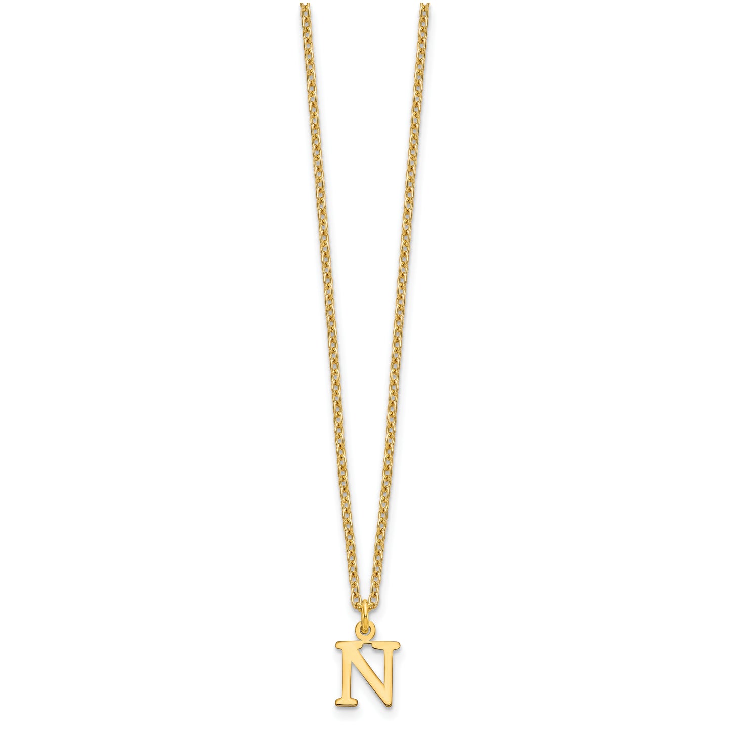 Sterling Silver Gold plated Cutout Letter N Initial Necklace