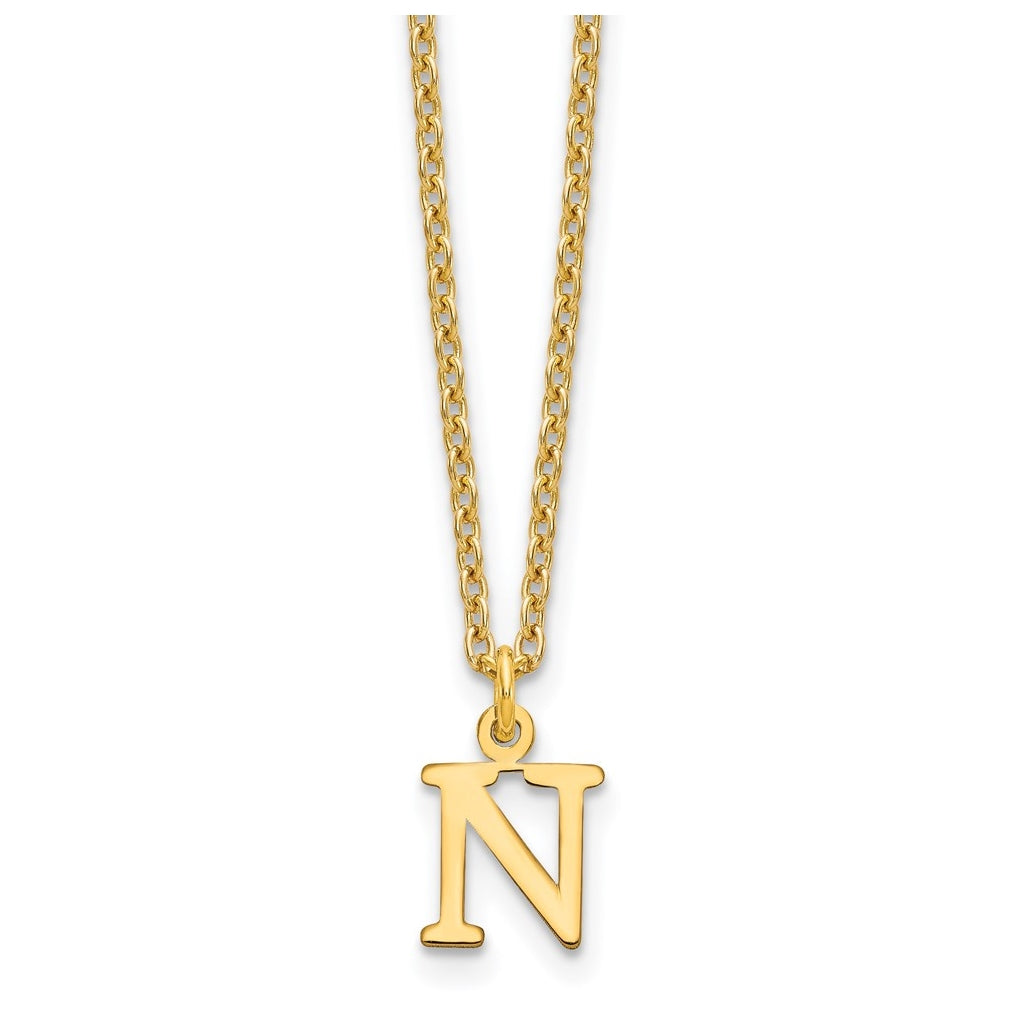 Sterling Silver Gold plated Cutout Letter N Initial Necklace