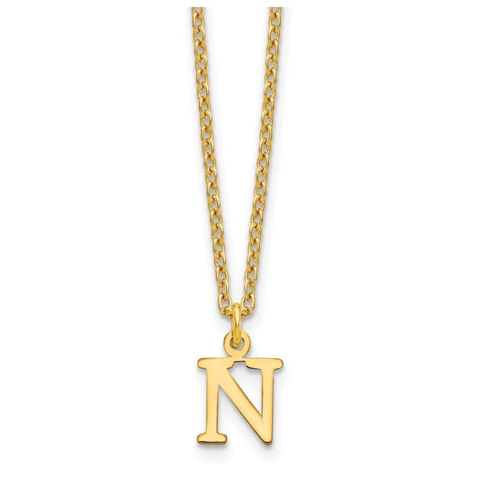 Sterling Silver Gold plated Cutout Letter N Initial Necklace