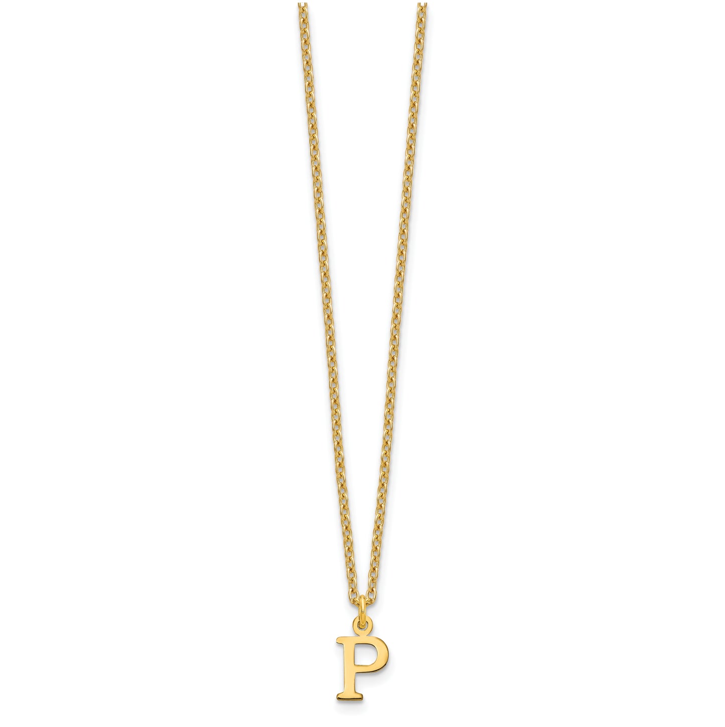 Sterling Silver Gold plated Cutout Letter P Initial Necklace