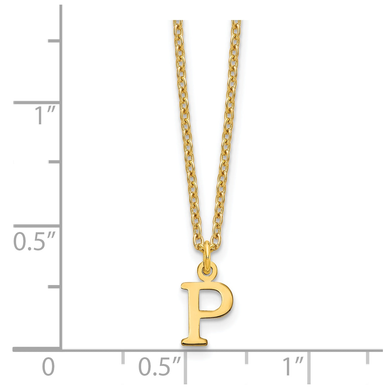Sterling Silver Gold plated Cutout Letter P Initial Necklace