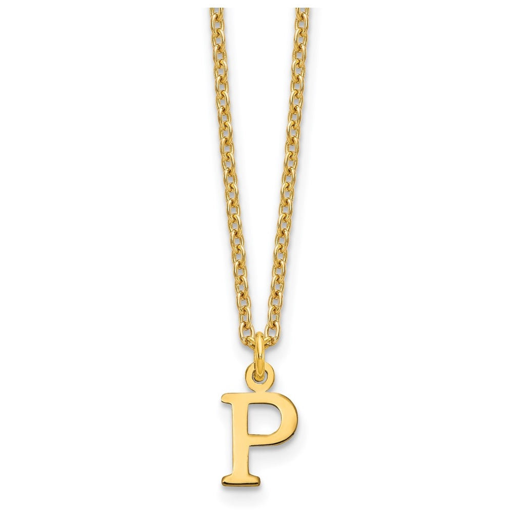 Sterling Silver Gold plated Cutout Letter P Initial Necklace